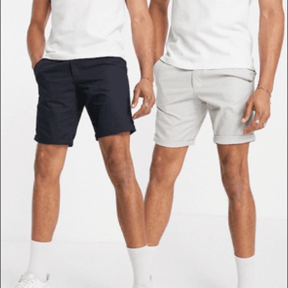 French Conneciton 2 pack chino shorts in navy stone